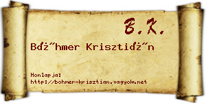 Böhmer Krisztián névjegykártya